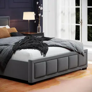 Vida Designs Vanita Double Fabric Bed, Dark Grey