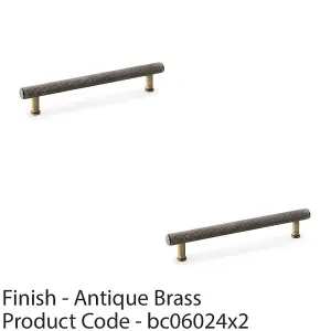 2 PACK - Knurled T Bar Pull Handle - Antique Brass - 160mm Centres Premium Drawer Door