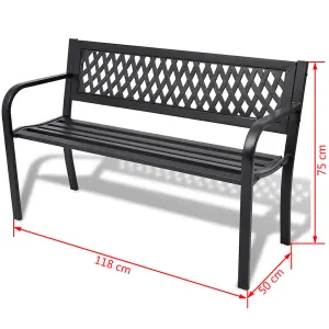 vidaXL Garden Bench 118 cm Steel Black