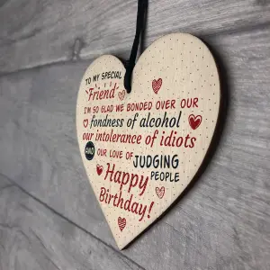 Red Ocean Special Friend Friendship Sign Happy Birthday Plaque Shabby Chic Wooden Heart Thank You Gift