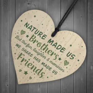 Red Ocean Brother Gift Friendship Sign Wooden Hanging Heart Plaque Gifts For Brother Birthday Chirstmas