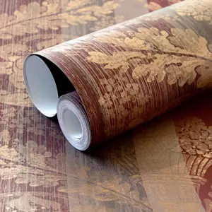 Galerie Adonea Nerites Ruby Red Metallic Damask Stripe Smooth Wallpaper Roll