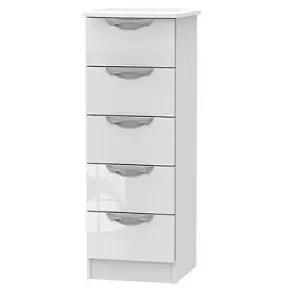 Chelsea Ready assembled Gloss white MDF 5 Drawer Chest of drawers (H)1075mm (W)395mm (D)415mm