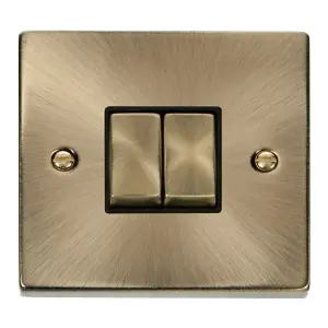 Click Scolmore Deco Plate Switch 2 Gang 10AX 2 Way Antique Brass - VPAB412BK