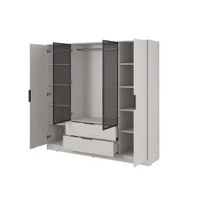 Kelly 206cm Glass-Front Wardrobe in Elegant Cashmere - Luxurious Storage Solution