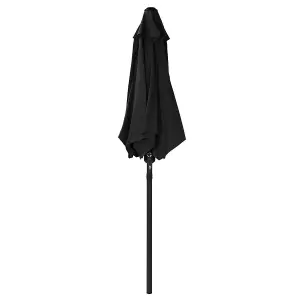 Charles Bentley 2m Garden Patio Market Umbrella Parasol Crank Function Black