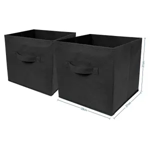 2 Large Square Canvas Cube Storage Box - Foldable - Collapsible Fabric Cubes - Fold Flat When Not In Use