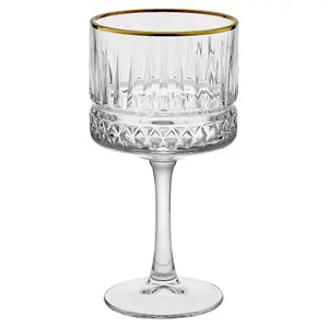 Queensway Home & Dining 500ml 8 Pcs Cocktail Goblets Gold Rimmed Long Stemmed Martini Glass