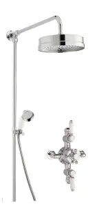 Traditional Triple Exposed Valve & Rigid Riser Shower Set - Chrome/White - Balterley