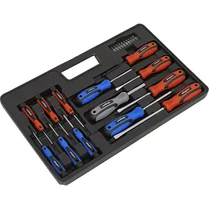 23 PACK Premium Soft Grip Screwdriver Set & Storage Case - Slotted Phillips POZI