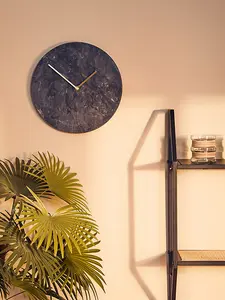 Interiors By Premier Contemporary Black Marble Wall Clock, Marble Constructed Large Wall Clock, Versatile Clock For Kitchen