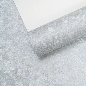 Silver Metallic Textured Wallpaper Plain Sequin Effect Heavy Weight Thick Vinyl