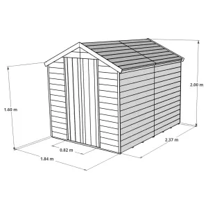 BillyOh Master Tongue and Groove Apex Wooden Shed - 8x6 - Windowless