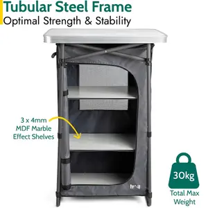 Trail Camping Kitchen Unit 4 Shelf Storage Cupboard Folding Portable Pop Up Cabinet