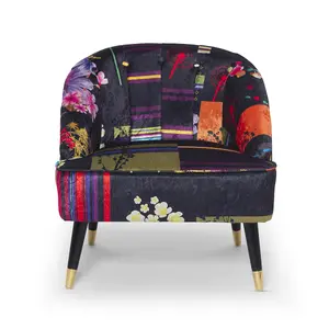 Fabric Black Patchwork Kensington Slipper Accent Chair