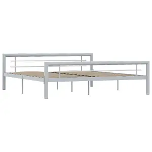 Berkfield Bed Frame Grey and White Metal 180x200 cm 6FT Super King