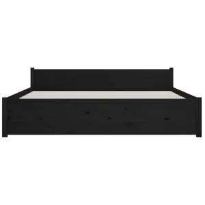 Berkfield Bed Frame Black Solid Wood 150x200 cm King Size