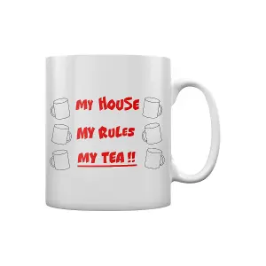 Grindstore My House My Rules My Tea Mug White/Red (One Size)