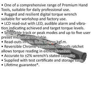 Precision Digital Torque Wrench with 72 Tooth Ratchet - 2 to 24 Nm Range for Accurate Measurements