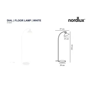 Nordlux Dial Indoor Bedroom Living Dining Office Floor Lamp in White (Height) 150cm