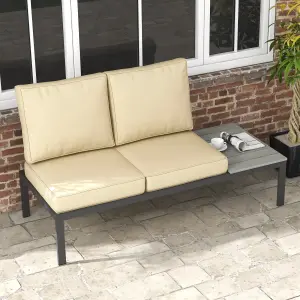 Outsunny 2 Seater Outdoor Seat Cushion with Back, for Garden, Beige