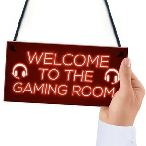 Gaming Room Sign Welcome Sign For Man Cave Boys Bedroom Gamer Christmas Gift