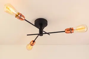 Harper Living Black and Copper 3 Light Ceiling Spotlight