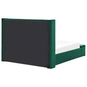 Velvet EU Double Size Bed with Storage Bench Green NOYERS