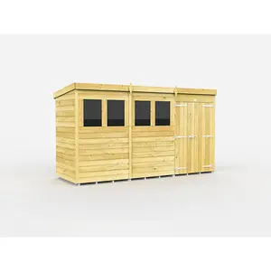 DIY Sheds 12x4 Pent Shed - Double Door With Windows