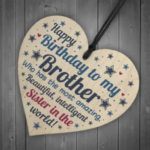 Red Ocean Funny Brother Birthday Gifts Brother Birthday Card Wooden Heart From Sister Gift Family Plaque Keepsake