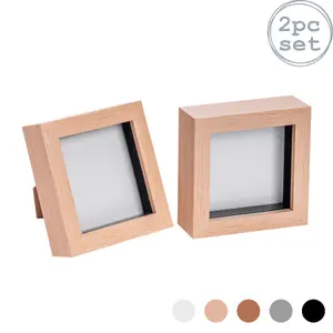 Nicola Spring 3D Box Photo Frames - Standing Hanging Craft Shadow Picture Frame - 4 x 4" - Pack of 2