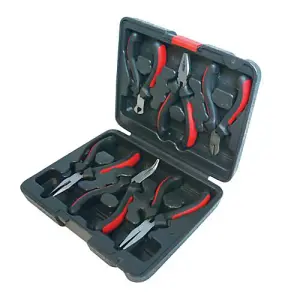 6 Piece Mini Pliers Set/Kit Long Flat Combination Bent Side & End Nose