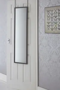 Interiors By Premier Versatile  Over Door Grey Plastic Frame Mirror, Sleek Mirror For Home, Durable Arched Mirror For Bedroom