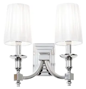 Luminosa Domina Indoor Candle Wall Lamp Nickel with White Pleated Shades, E14