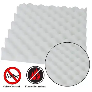 White 12 pcs High-Density Dust-Free Flame-Retardant Acoustic Foam Egg Crate Fireproof Soundproof Foam 30x30x4cm