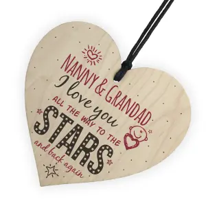 Red Ocean Love You Nanny  Grandad NAN Home Decor Wooden Hanging Heart Wall Sign Plaque Keepsake Gift