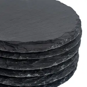 Argon Tableware - Round Slate Placemats & Coasters Set - 12pc