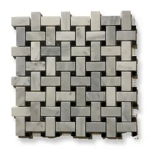 Carrara White Marble Basket Weave Mosaic Tile