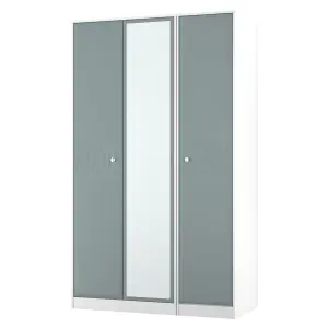 San Jose Ready assembled Contemporary Duck egg blue & white Tall Triple Wardrobe With 1 mirror door (H)1960mm (W)1108mm (D)530mm