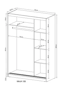 Maja Sliding Door Wardrobe with 1 Mirror 150cm in White