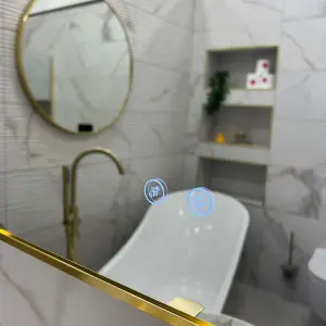 Brushed Brass Bluetooth 700mm x 500mm Frame Mirror with Colour Change (13629)