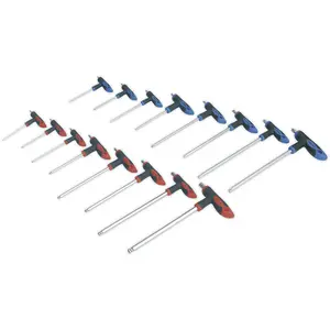 16 Piece Comfort Grip T-Handle TRX-Star and Hex Key Set - Versatile Tool Set for DIY Projects