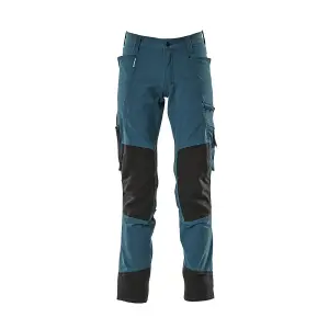 Mascot Advanced Stretch Trousers with Kneepad Pockets - Dark Petroleum   (33.5) (Leg Length - Regular)