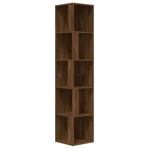 Berkfield Corner Cabinet Brown Oak 33x33x164.5 cm Engineered Wood