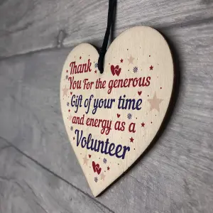 Red Ocean Thank You Gift For Volunteer Work Colleague Handmade Wooden Hanging Heart Plaque Friendship Keepsake