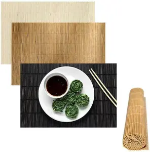 MantraRaj Bamboo Placemats Table Mats Asian Oriental Tableware Wood Dining Large 45 X 30cm X 1 Random Color Sent