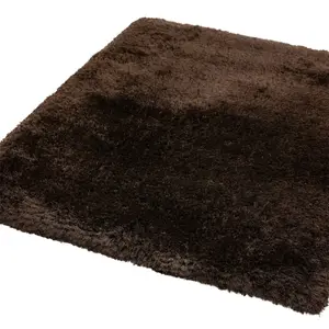 Plush Dark Chocolate Luxury Shaggy Polyester Handmade Luxurious Sparkle Modern Rug for Living Room and Bedroom-70cm X 140cm