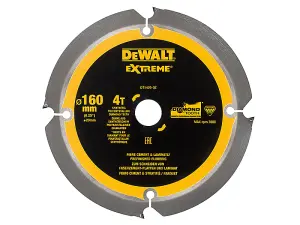 DEWALT DT1470-QZ Extreme PCD Fibre Cement Saw Blade 160 x 20mm x 4T DEWDT1470QZ