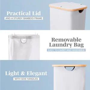 Fabric Laundry Hamper  Light Grey