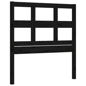 Berkfield Bed Frame with Headboard Black Small Single Solid Wood